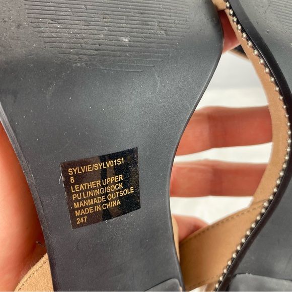 Steve Madden Tan Suede Studded Ankle-Strap Heels - Picture 7 of 11